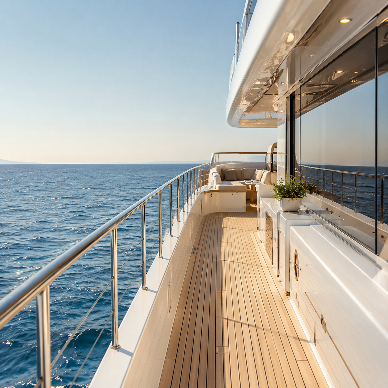 Guests celebrating on a yacht deck